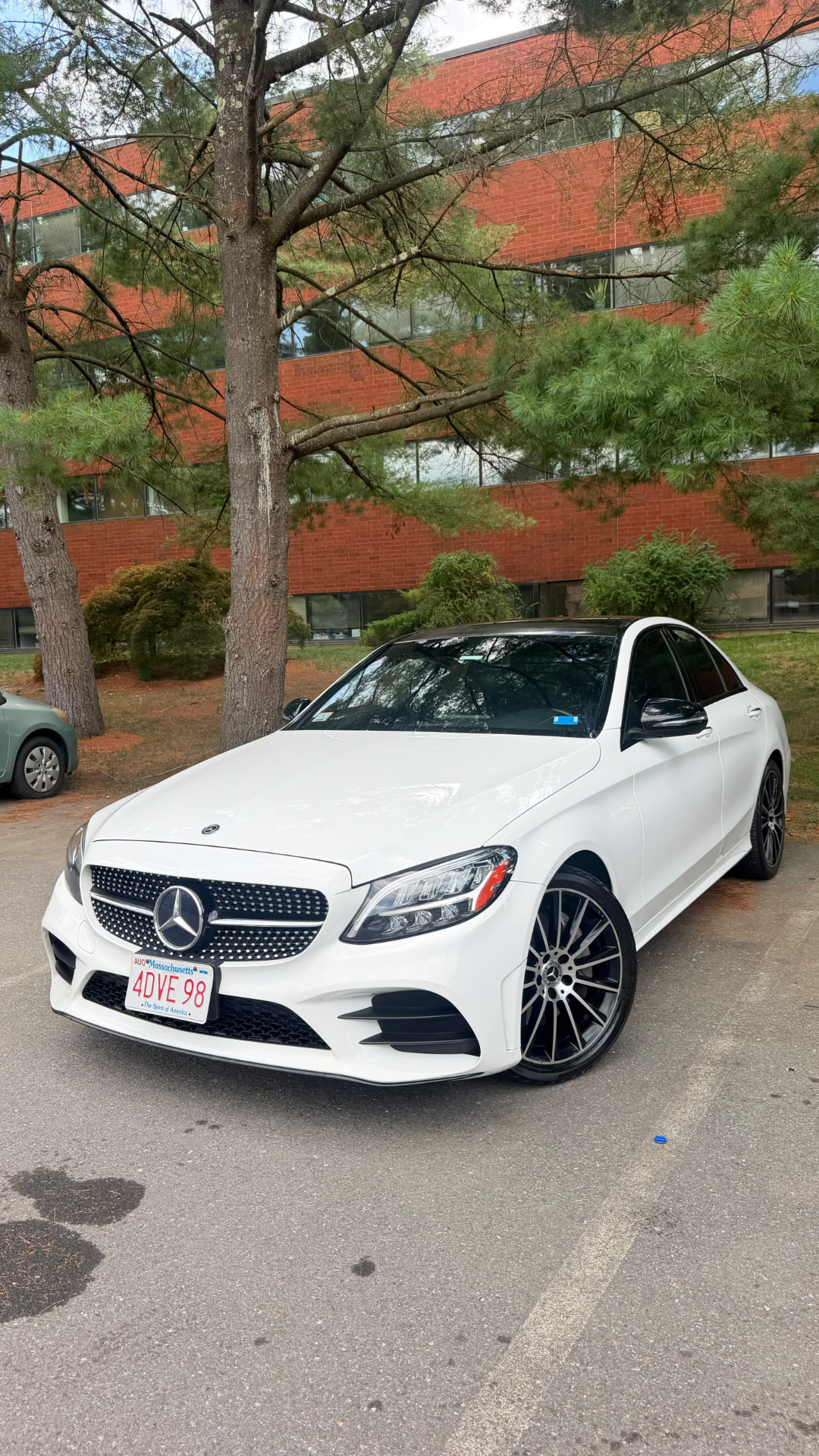 White Mercedes C-Class after exterior detail